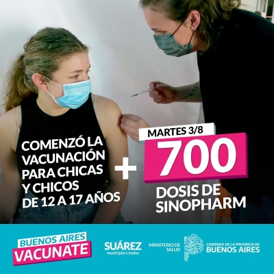 Comenzó la vacunación para menores de 12 a 17 años de edad