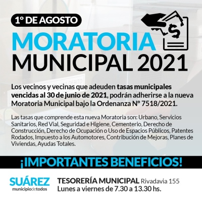 Está en marcha la Moratoria Municipal 2021