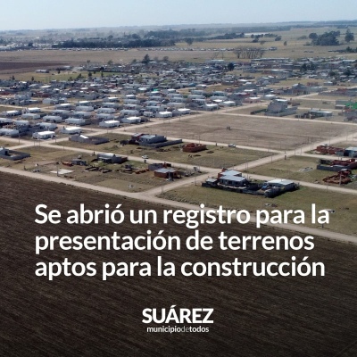 Se abrió un registro para la presentación de terrenos aptos para la construcción