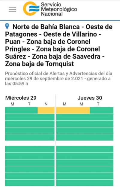 Alerta AMARILLA por tormentas