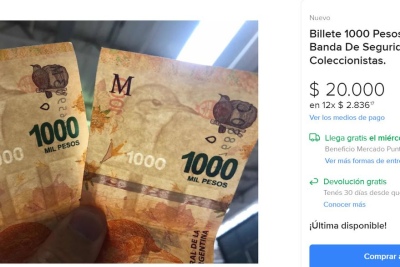 "Provingias": tras la moneda de un peso, llega el billete de $1.000 que se vende a $20.000