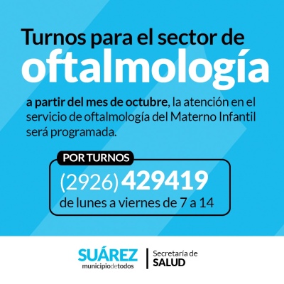 Turnos para el sector de Oftalmología