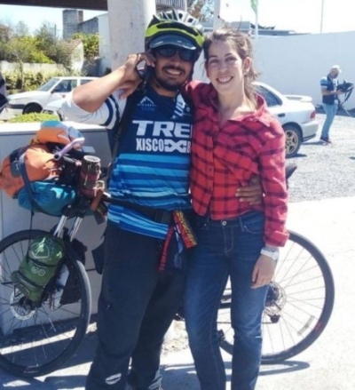 Pedaleó desde México hasta Mar del Plata para encontrarse con su novia argentina