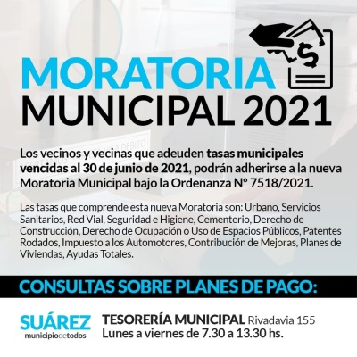 El municipio instrumentó una nueva moratoria