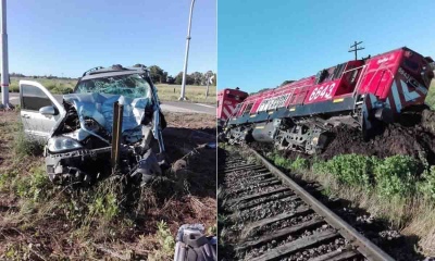 Impresionante choque: una camioneta impactó contra un tren