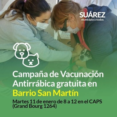 Campaña de vacunación antirrábica gratuita en Barrio San Martín