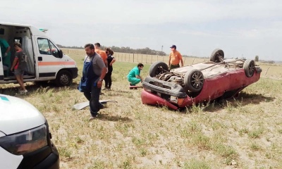 Una mala maniobra provocó un vuelco en la Ruta 3