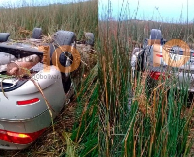 Despiste y vuelco en la ruta 65