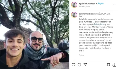 Abel Pintos ayudó a un artista callejero: "Me temblaban las piernas"