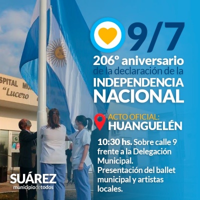 Conmemoración por el 206° aniversario de la declaración de la Independencia: Ceremonia Oficial en Huanguelén