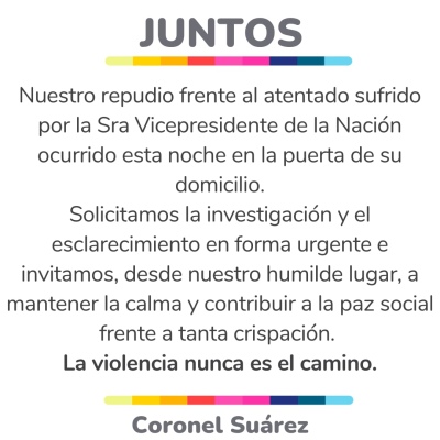 Comunicado de Juntos: "La violencia nunca es el camino"