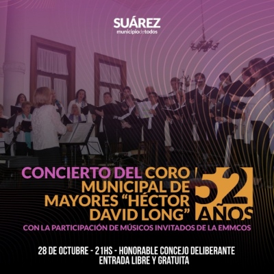 El Coro de Mayores “Héctor David Long” cumple 52 años y lo festeja con un gran concierto