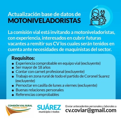 Actualización base de datos de Motoniveladoristas