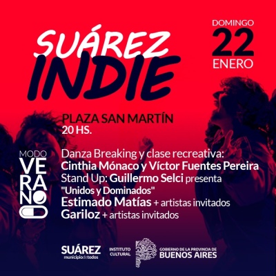 Se viene SuarezIndie en la plaza San Martín