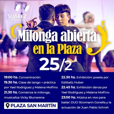 Anuncian una milonga abierta en la Plaza