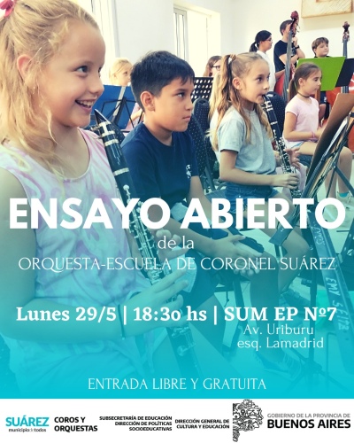 Ensayo abierto de la Orquesta Escuela de Coronel Suárez