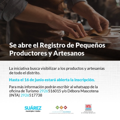 Se abre el Registro de Pequeños Productores y Artesanos