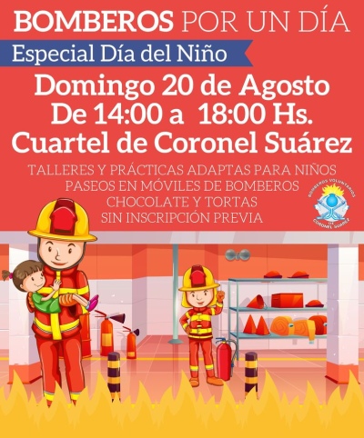 Interesante propuesta de los Bomberos para celebrar el día del niño