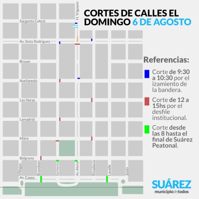 Horarios de Cortes de Tránsito para el 6 de agosto