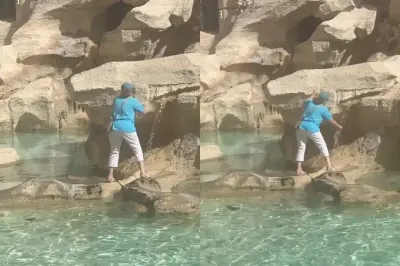 Se trepó a la Fontana di Trevi para rellenar su botella de agua y el desenlace sorprendió a todos