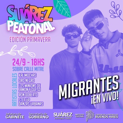 Con “Migrantes” preparate para recibir la primavera en #suarezpeatonal