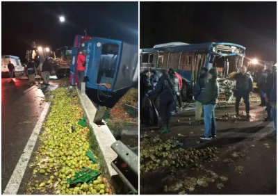 Tragedia en General Alvear: tres muertos por el choque entre un colectivo y un camión