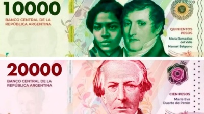 El billete de $10 mil comenzará a circular en mayo y el de $20 mil a fin de año