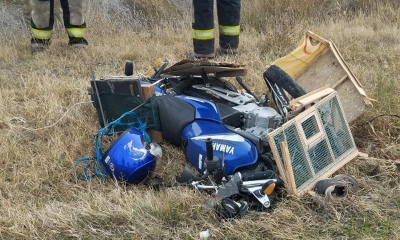 Un herido en fuerte choque entre moto y un camión en la Ruta 35