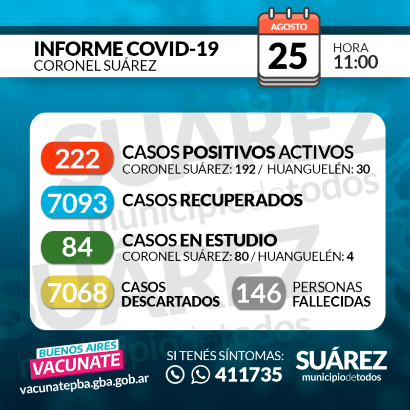 Hoy se informan 31 nuevos contagios y suman 222 los casos activos