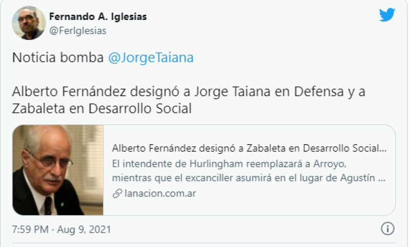 El irónico tuit de Fernando Iglesias ante la designación de Jorge Taiana