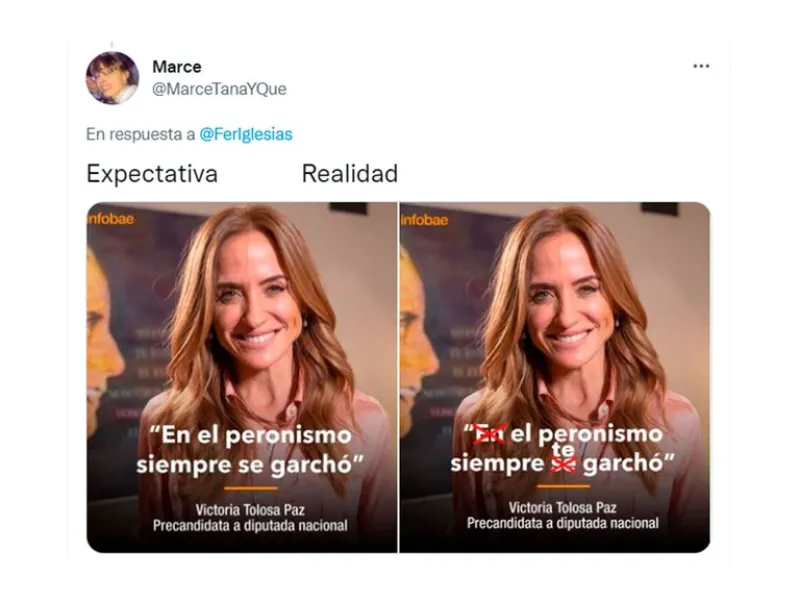 Alguno de los memes que provocó la frase sexual de Tolosa Paz