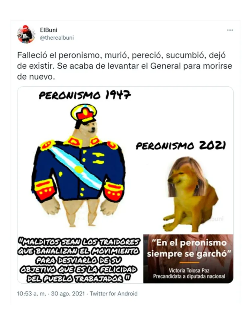 Alguno de los memes que provocó la frase sexual de Tolosa Paz