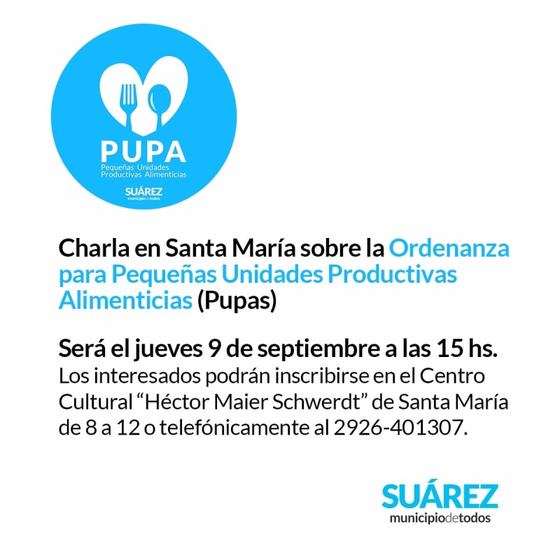 Charla en Santa María sobre la Ordenanza para Pequeñas Unidades Productivas Alimenticias (Pupas)