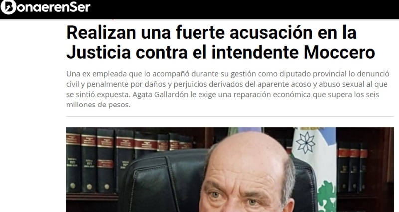 Un portal platense informa que existe una fuerte acusación por abuso sexual en la Justicia contra el intendente Moccero