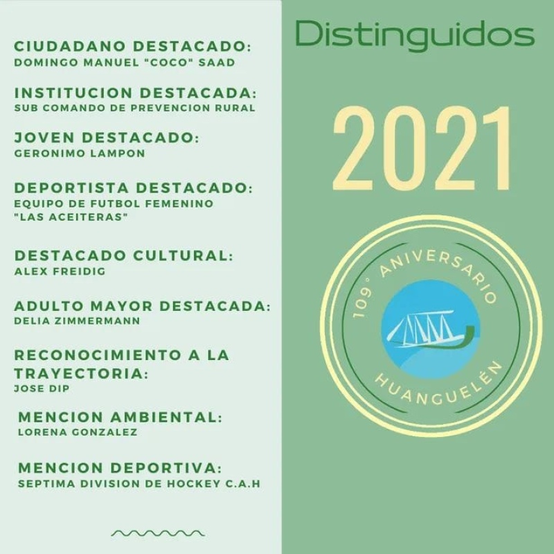 Huanguelén eligió a quienes distinguirá el próximo 26 de septiembre