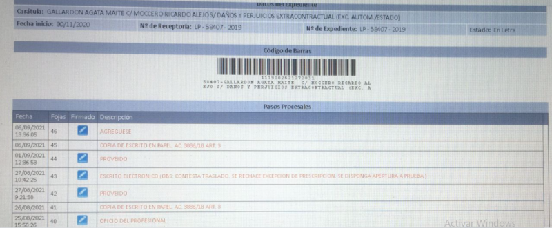 Esta es la carátula de la causa iniciada a raíz de la denuncia contra Ricardo Moccero