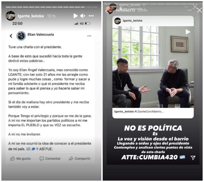 L-Gante blanqueó el motivo de su reunión con Alberto Fernández