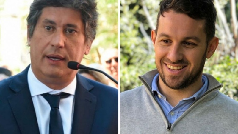 El intendente justicialista Rolvider Santacroce y el candidato a concejal de Juntos, Ignacio Rímini.