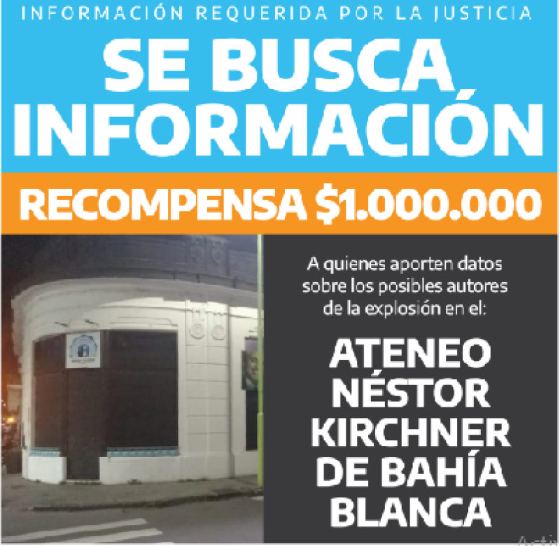 Atentado en La Cámpora: un millón de pesos a quienes brinden información