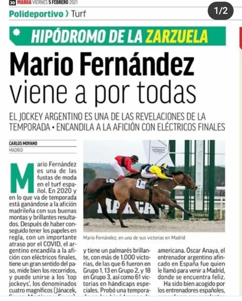 Marito Fernández, el jockey pigüense que triunfa en Europa