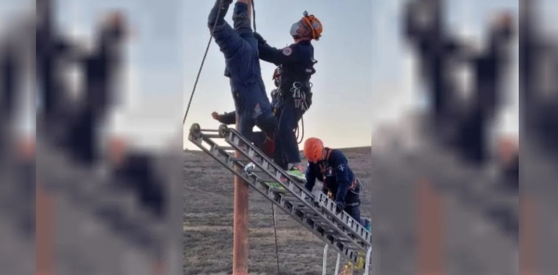 Chubut: el ladrón se electrocutó y quedó enganchado boca abajo por casi dos horas