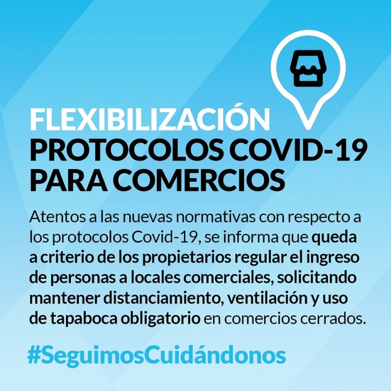 Flexibilización protocolos Covid-19 para comercios