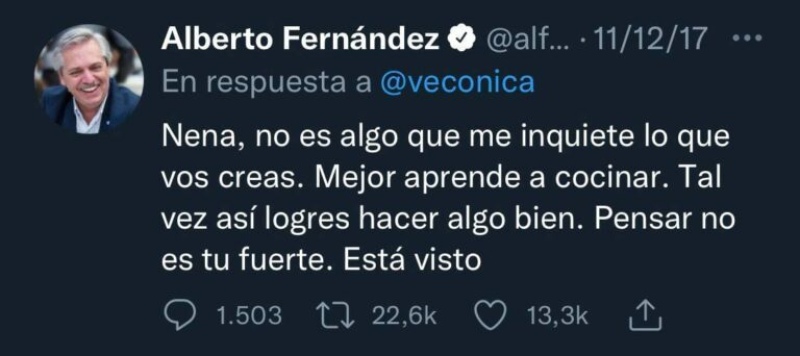 Alberto Fernández: de mandar a aprender a cocinar a una mujer a darle «vergüenza» la violencia de género