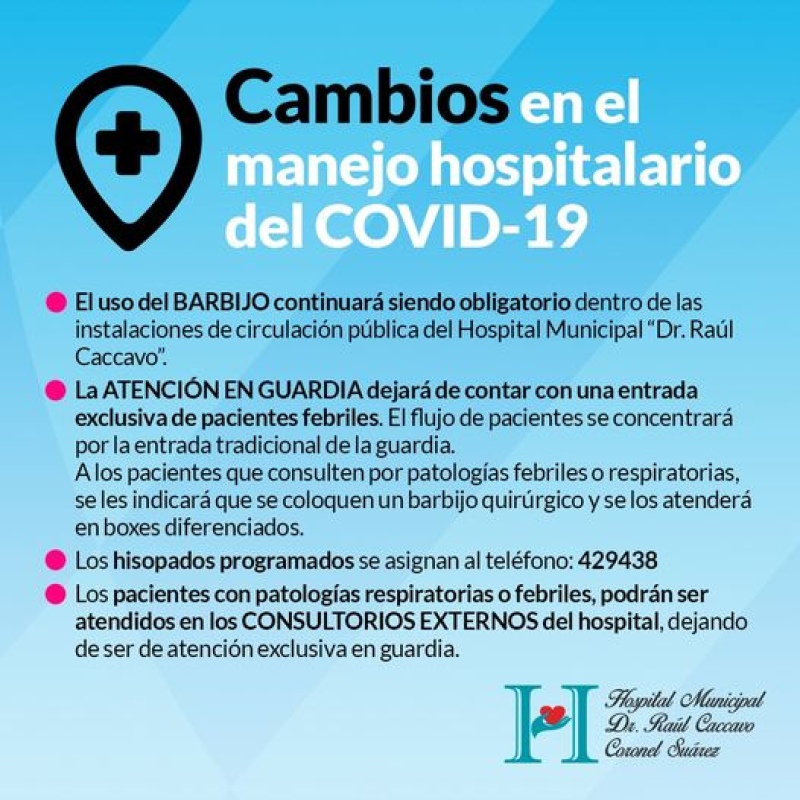 Será obligatorio el uso del barbijo en el Hospital Municipal