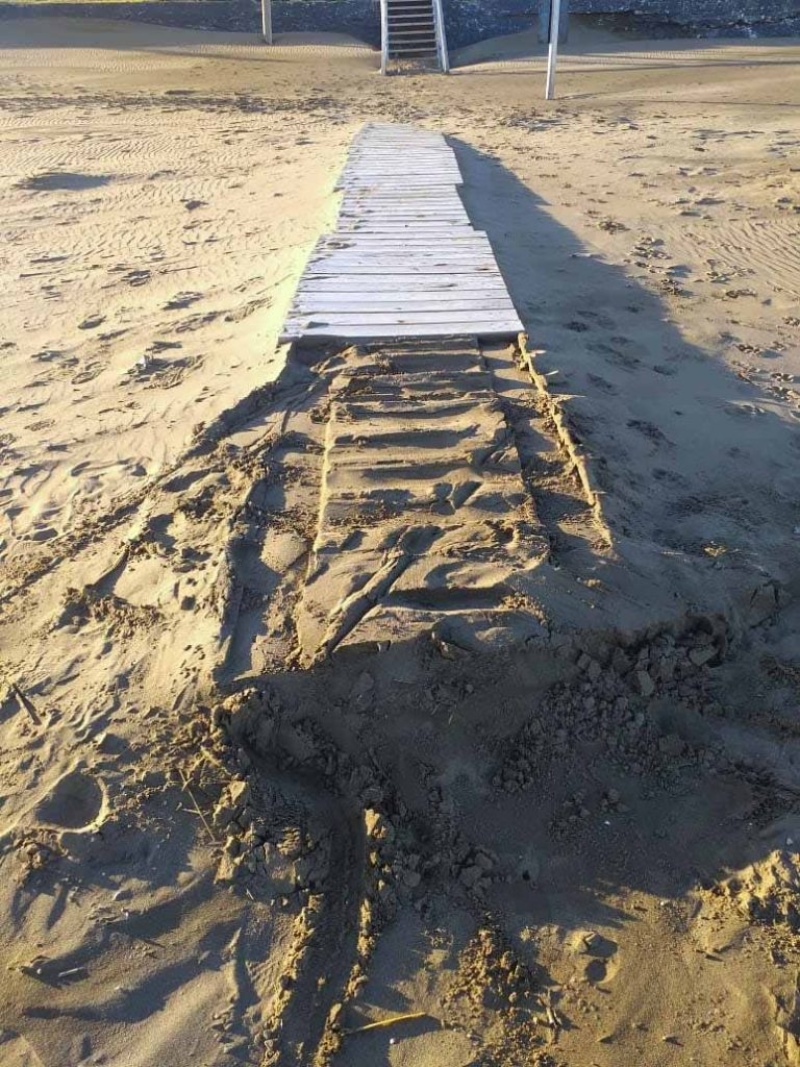 Insólito: se llevaba las bajadas de la playa para usar como leña