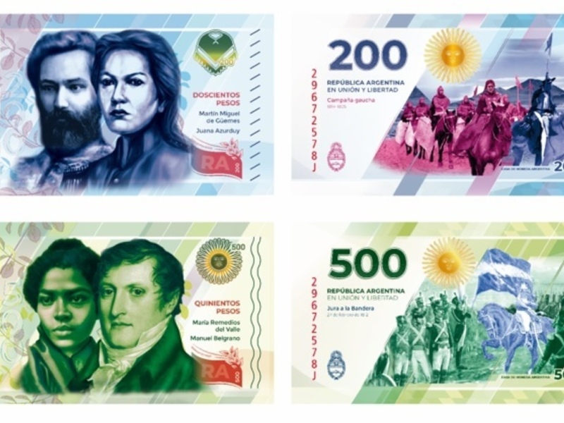 Así son los nuevos billetes que circularán en Argentina