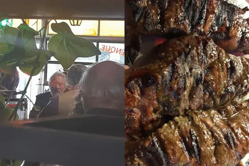 En la izquierda, Robert De Niro degustando uno de los platos del restaurante; en la derecha, el famoso bife de chorizo que sirven en Bravo