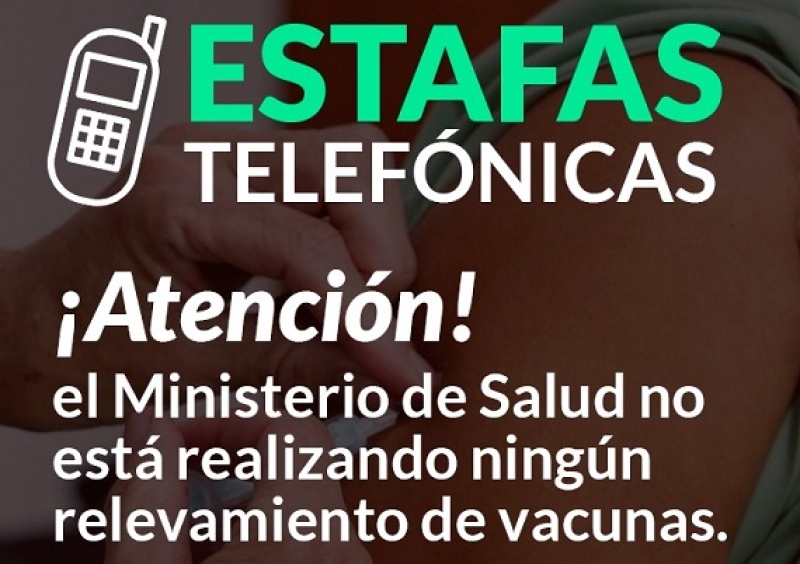 Estafas telefónicas. Atención, el Ministerio de Salud no está haciendo relevamiento de vacunas