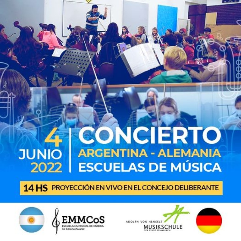 Las Orquestas Escuelas de Coronel Suárez y Schwabach brindarán un espectacular concierto