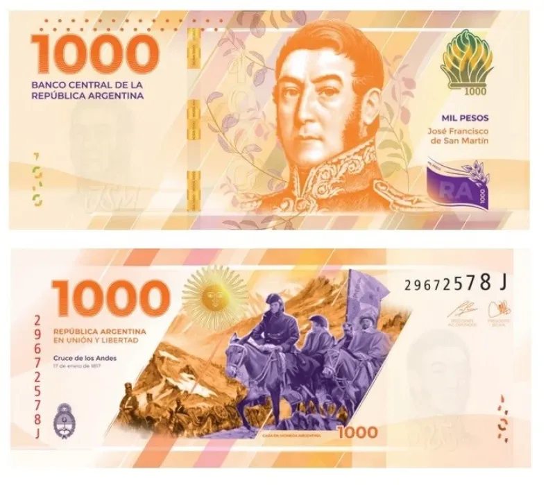 Así son los nuevos billetes que circularán en Argentina